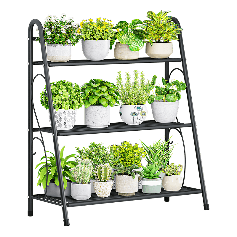 WOJIA Flower Stand, Tiered Balcony Decorative Rack, Floor-Standing Simple Succulent Planter Shelf, Multi-Tier Storage Flower Stand