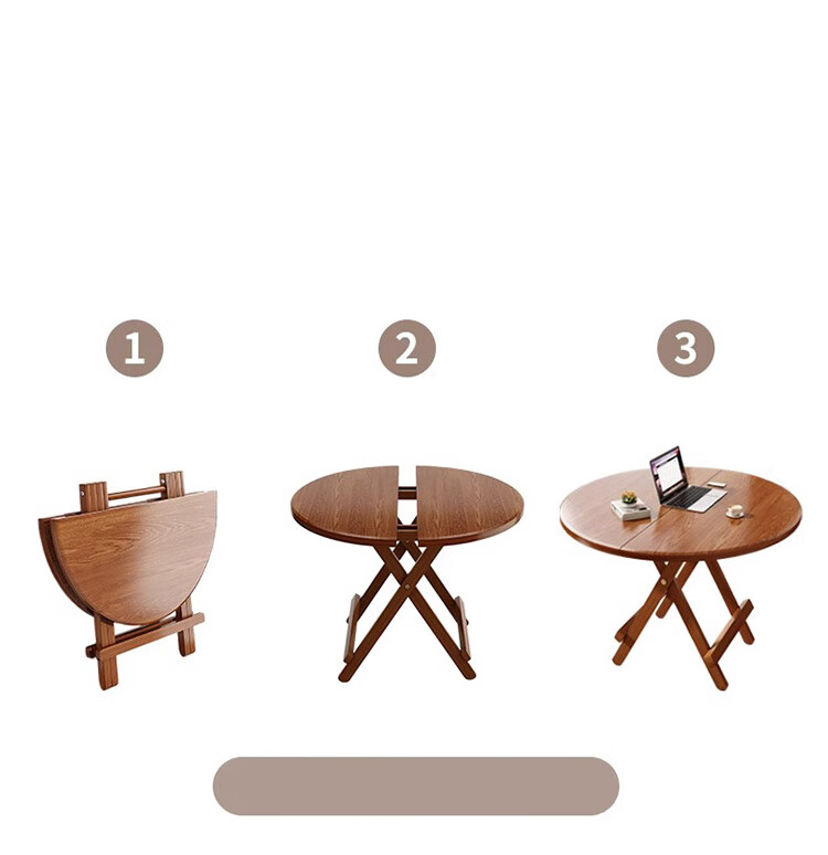 Yupin Foldable Round Dining Table, Simple Home Dining Table for Small Apartments, Outdoor Living Room Table And Chairs CJ123 Square Table Walnut 80 10