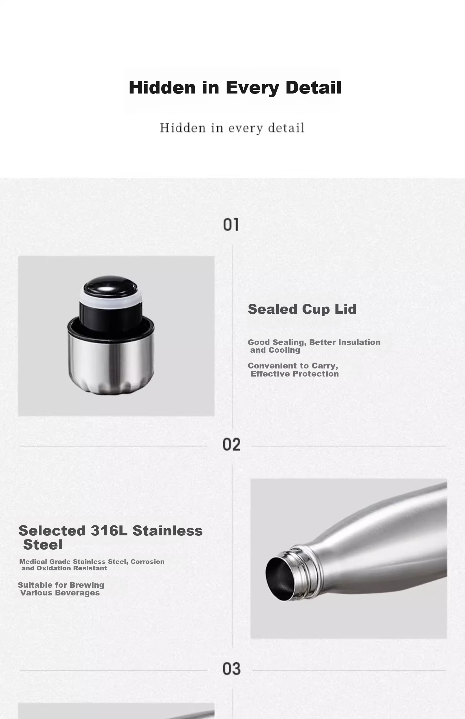 CaROTE Simple Insulated Cup, Sports Water Bottle for Men And Women, Stainless Steel Portable Mug, Cola Bottle 19