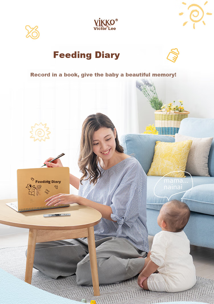 Weikeduoli 2 A5 Feeding Record Books for Baby Boys, Breastfeeding Diary, Newborn Growth Record Manual, Infant Supplementary Food Feeding Book, Soft Spiral Notebook, Can Record 100 Days [Internet Bestseller] 1