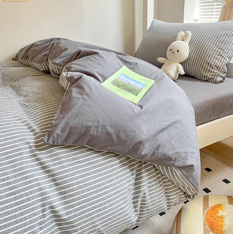 Wuyinliangpin Cotton Three-Piece Set for Students, Including Bed Sheet, Duvet Cover, And Pillowcases, 150*200cm 5