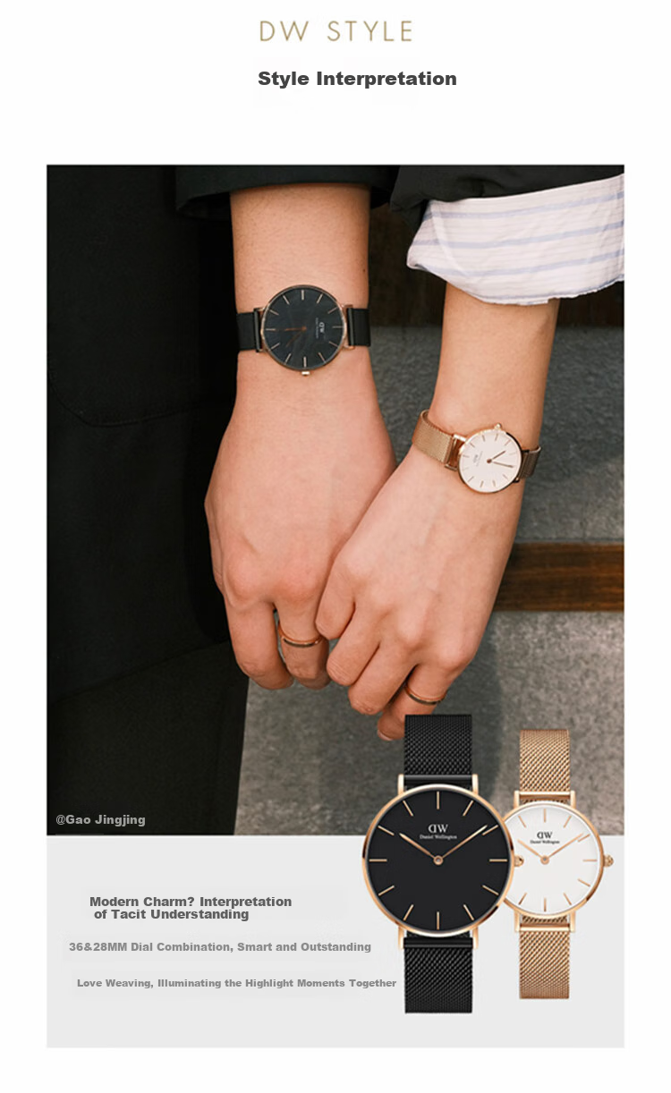 DanielWellington DW Couple's Matching Expressions Couple Watch, Men's And Women's Styles, A Pair of Light Luxury Gold Niche Quartz Steel Strap, Birthday Gift 2