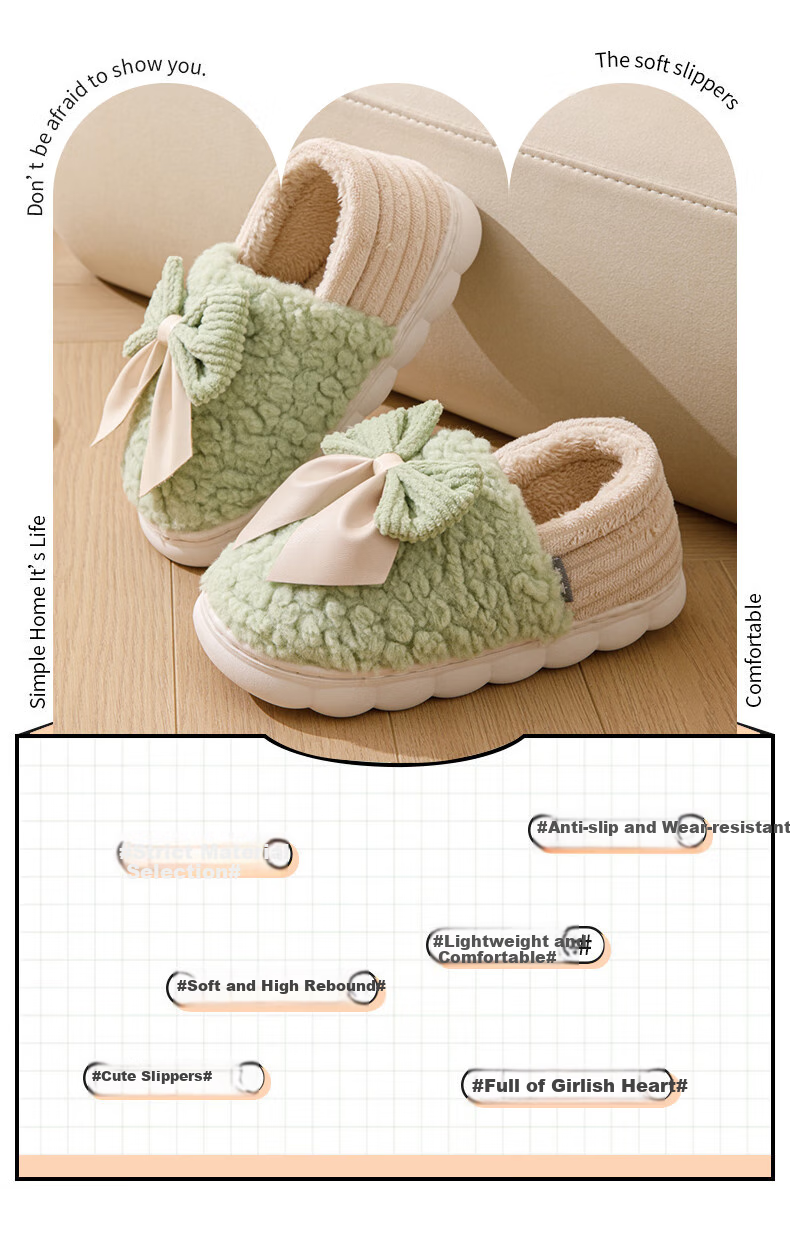 Taxiang Cotton Slippers for Men And Women, Indoor Home Use, Thick Sole, Warm Plush Cotton Shoes TR239 2