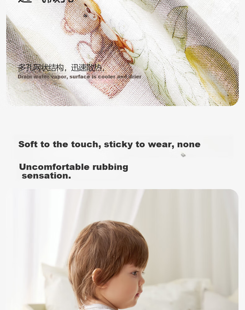 Shiyuejiejing Baby Romper, Summer Thin Style, Bamboo Cotton Gauze Half-Back Belly Pocket, Unisex Children's Bodysuit Vest 7