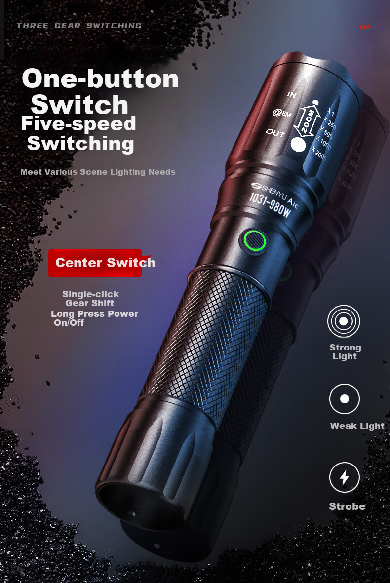 SHENYU High-Intensity Long-Range Flashlight, Rechargeable, for Outdoor And Home Use, USB Direct Charging, Mini Portable, Waterproof, Small Illumination Lamp 8