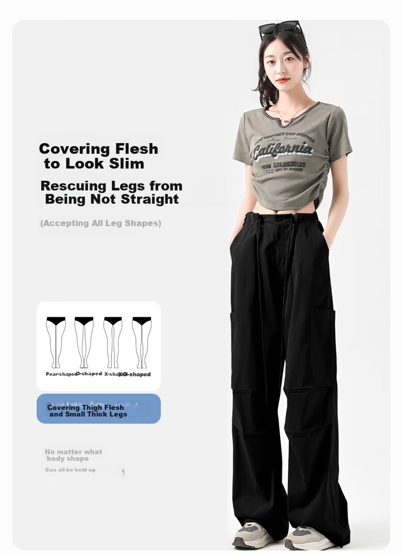 FitonTon Women's Pants, New Style for Fall/winter 2025, American-Style Large Pockets, Cargo Pants, High-Waisted Straight-Leg, Loose-Fitting, Slimming Casual Pants for Wome 6