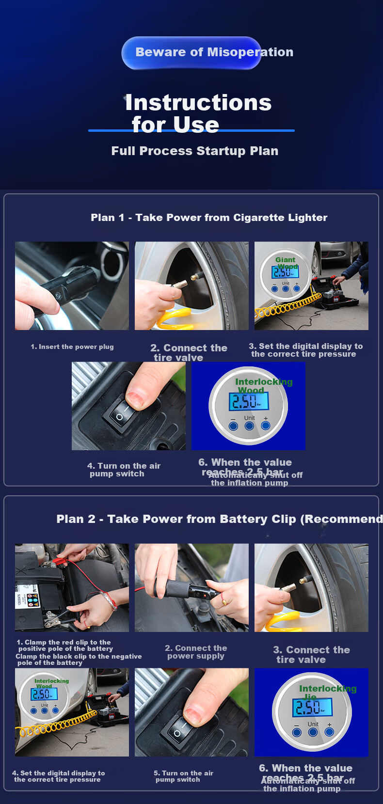Jumu Car Air Pump with Dual Cylinders, High Pressure, High Power, Portable Electric Tire Inflator for Vehicles 16