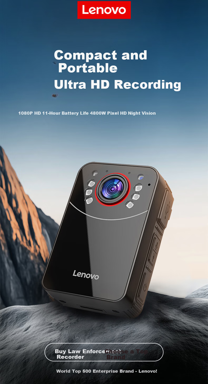 Lenovo Body Camera, High-Definition Mini Portable Chest-Mounted Audio And Video Recorder, Evidence Collection Camera DSJ-2Z 128GB 1