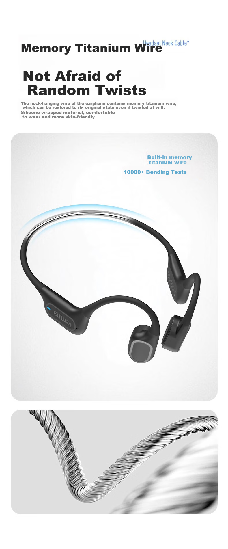 Aiwa AW51 [32GB Large Memory] IPX8 Professional Waterproof Swimming Bone Conduction Bluetooth Headphones, Underwater Sports Wireless Open-Ear Design, Sweat-Resistant 7