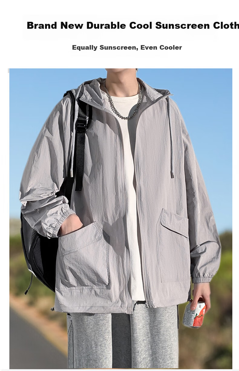 FitonTon Sun Protection Clothing for Men, Lightweight And Breathable Summer Sun Protection Garment, Outdoor Fishing UV-Resistant Men's Jacket, UPF50+ Beach Wear 3