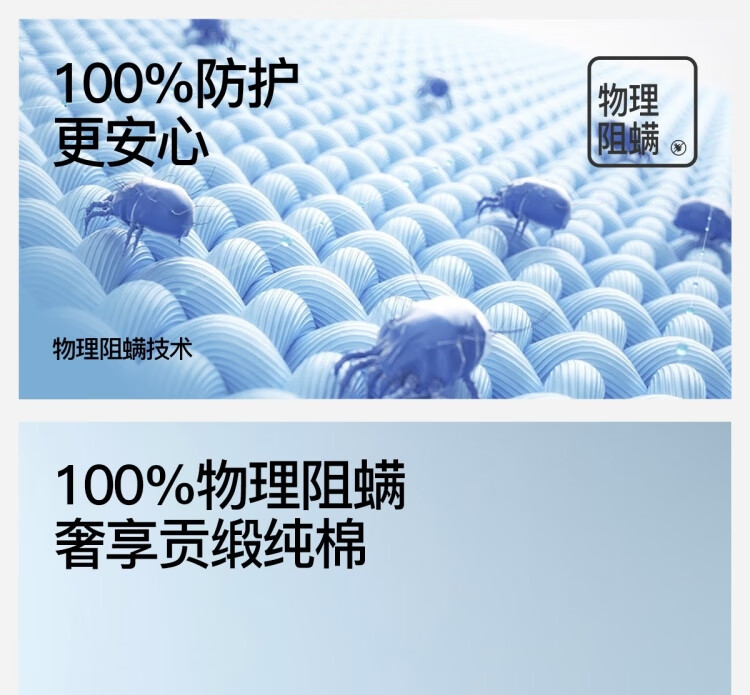 Shupiaoer 100% Pure Cotton Class A Duvet Cover, Washable Anti-Mite Bedding, Mite-Proof Duvet Cover - Blue, 200×230cm 1