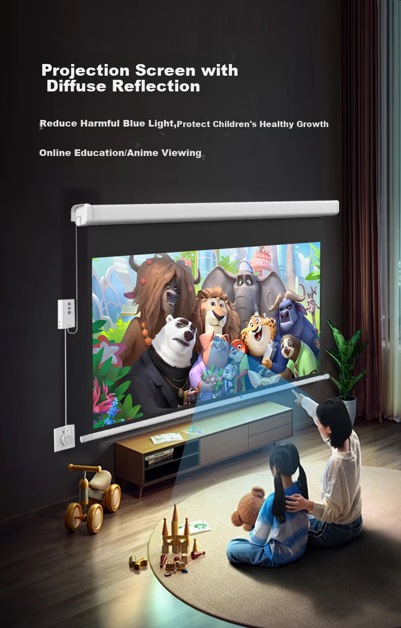 Lenovo Small Square Box White Shell Floating Cable-Drawn Photon Projection Screen, 100-Inch Smart Electric Screen for Home And Professional Office Use, with Three-Color Laser Projector Scree 6