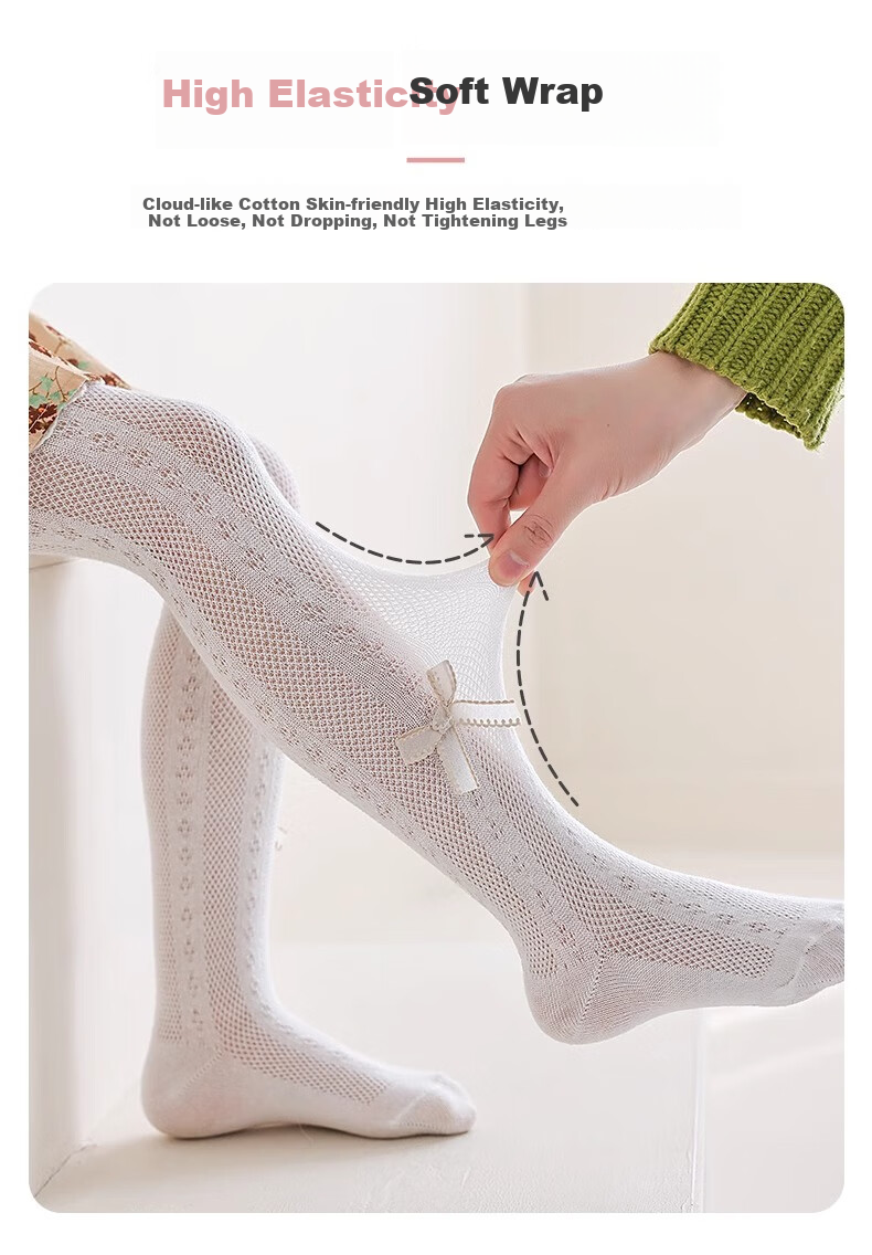 Langsha Girls' Spring Summer Thin White Mesh Breathable Anti-Mosquito Tights Pantyhose 6