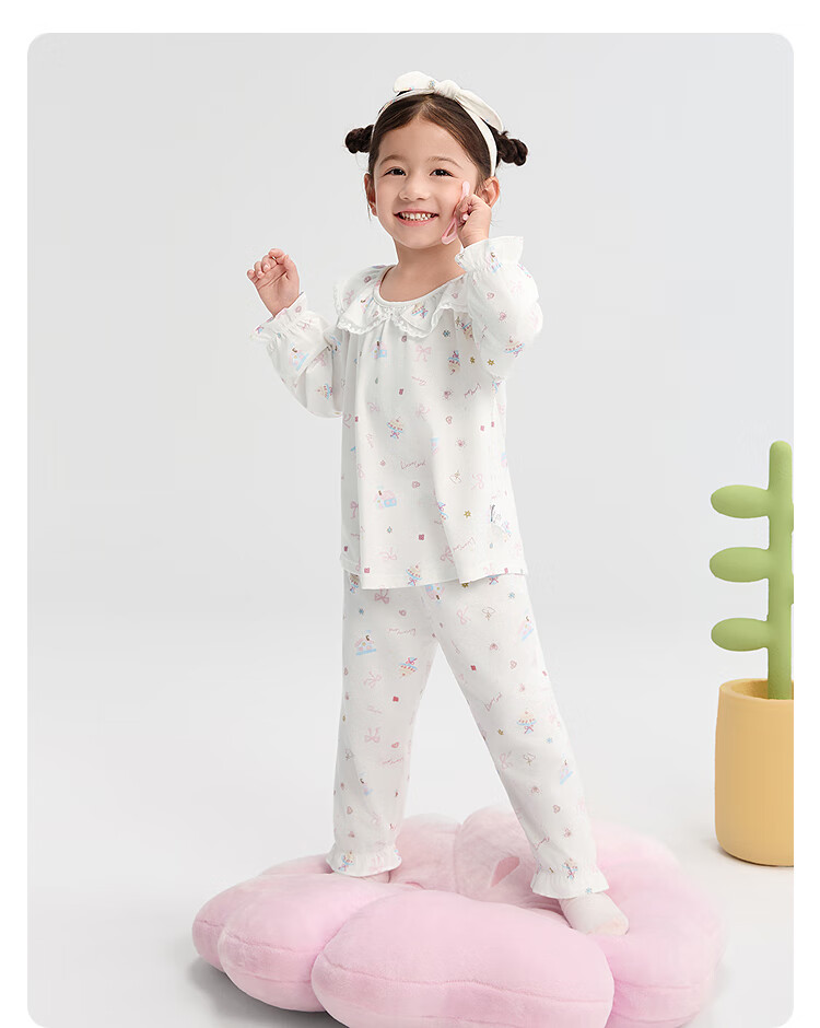BALABALA Girls' Pajama Set, Autumn Children's Loungewear, Cute Sweet Outfit for Toddlers And Babies, Suitable for Going Out, 209325171001 8