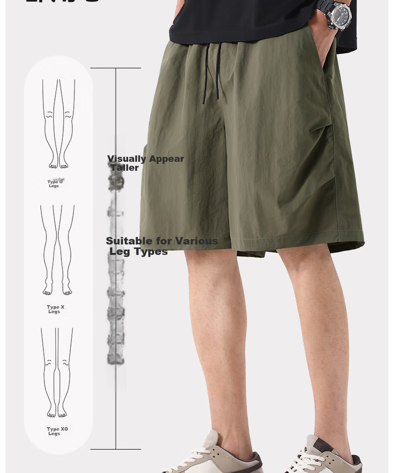 MINISO Men's Shorts, 2026 New American Trendy Workwear Style, Summer Outdoor Functional Loose-Fit Mid-Length Pants, Army Green, XL 8