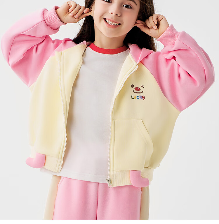 Badibadi Spring Autumn Baby Girls Hooded Cardigan Sports Casual Loose Versatile Cute Monster 130 7