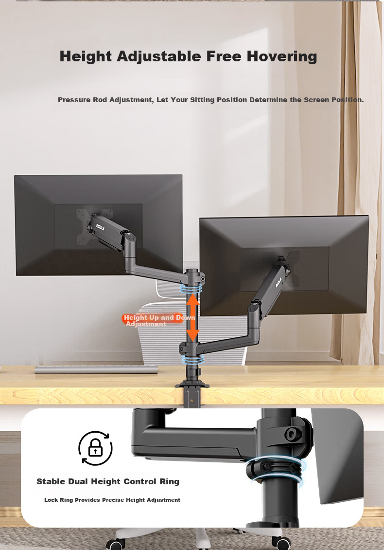 ECOLA NF941H Dual-Arm Heightened Column Computer Monitor Stand (Pricing Unit: Piece) Black 8