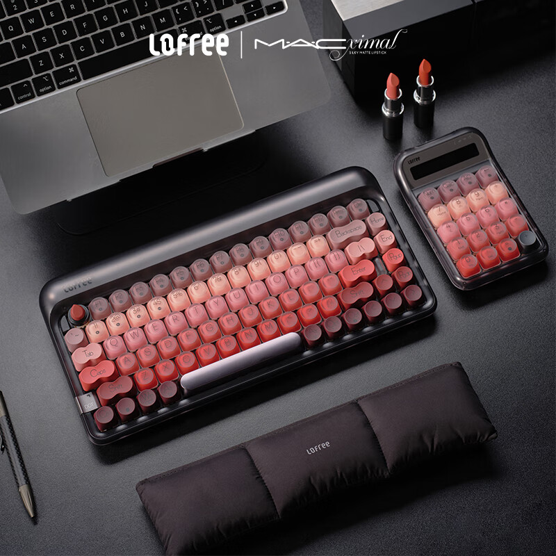 LOFREE Lofree Lipstick Black Tube MAC Collaboration Mechanical Keyboard Wireless Tri-mode Bluetooth Hot-swappable 84-Key Office Keyboard for Women