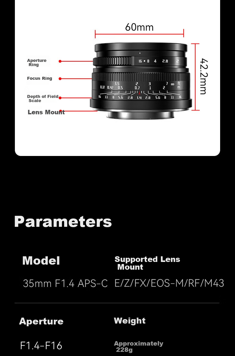 Qigongjiang Sony Prime Lens E-Mount, Black AF35mmF1.8 (Auto Focus), Full-Frame Auto-Focus Lens, Suitable for A7m4 ZV-E10 II A7c2 9