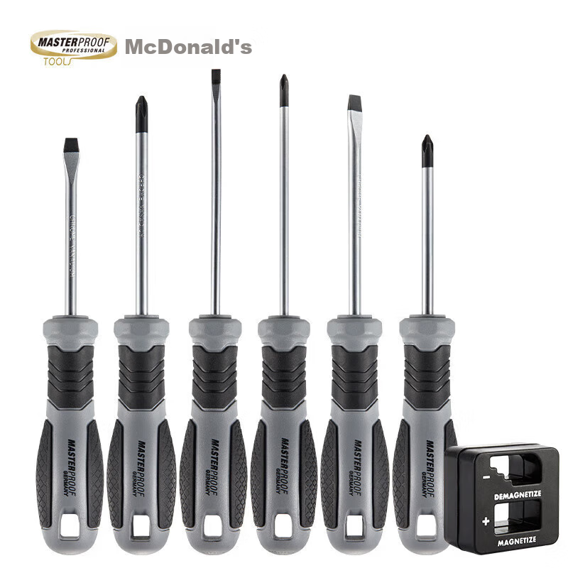 MASTERPROOF Screwdriver Set, Household Repair Torque-Adjustable Phillips And Flathead Screwdrivers, Strong Magnetic, 7-Piece Set for Computer Assembly And Maintenance