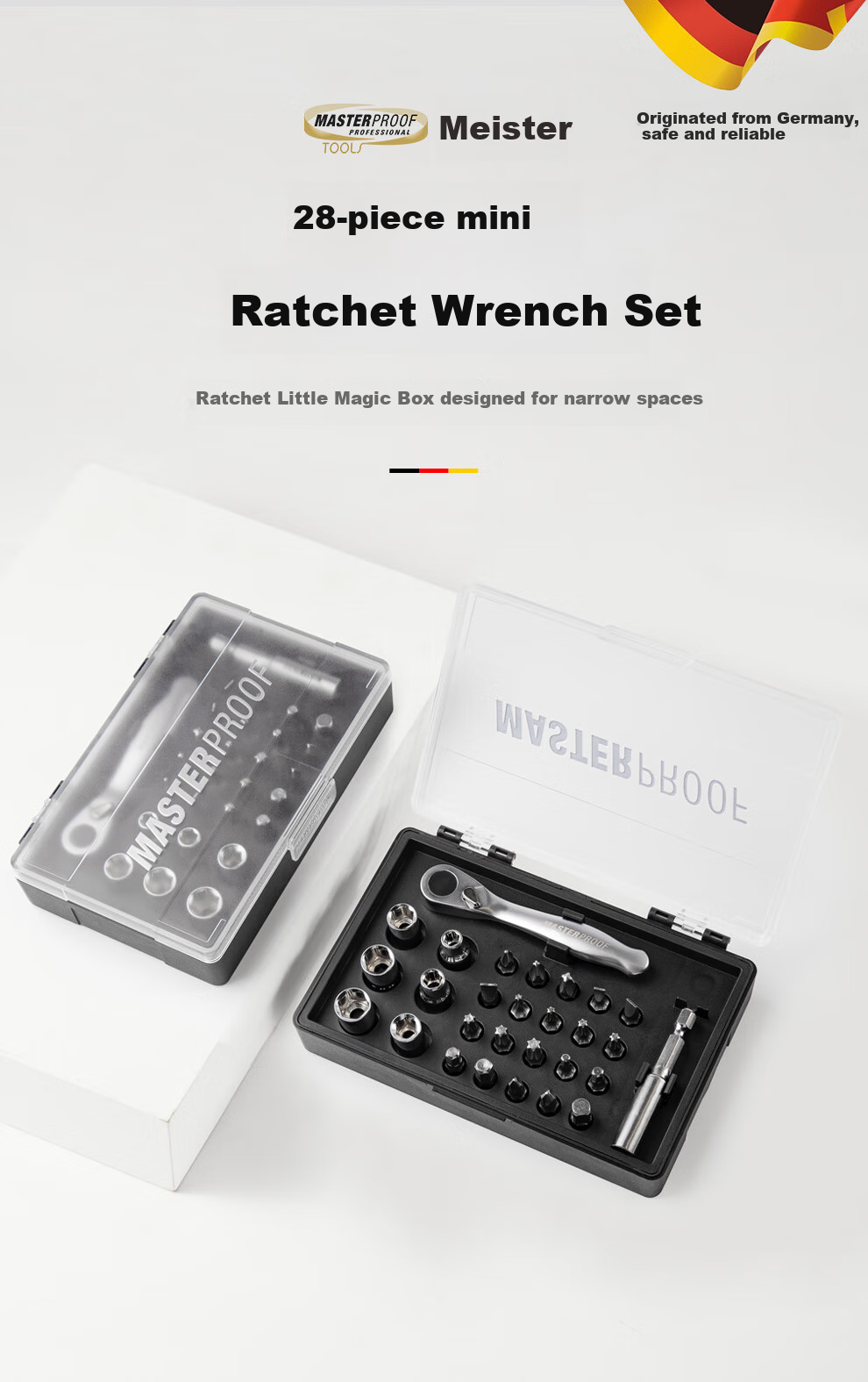 MASTERPROOF Mini Ratchet Screwdriver Set with Hexagonal Bits, Flathead And Phillips, Sockets, Multi-Functional Ratchet Wrench, Small 1