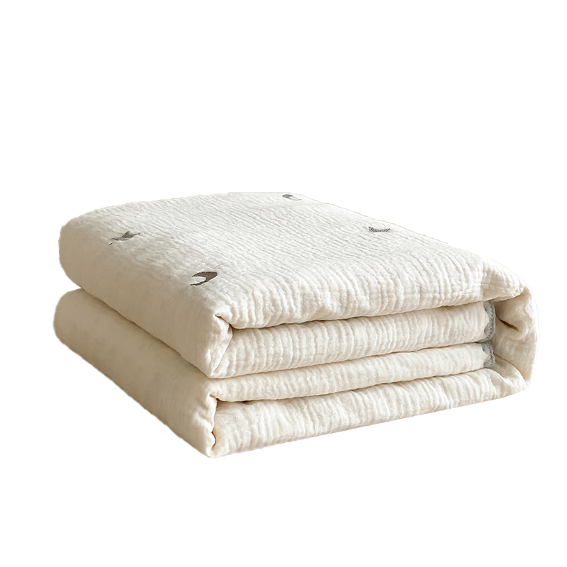 Wuyinliangpin Class A Maternal And Infant Grade Pure Cotton Wrinkled Gauze Bean Bag Blanket, Children's Comforting Nap Throw, 100*180cm Star And Moon Patter