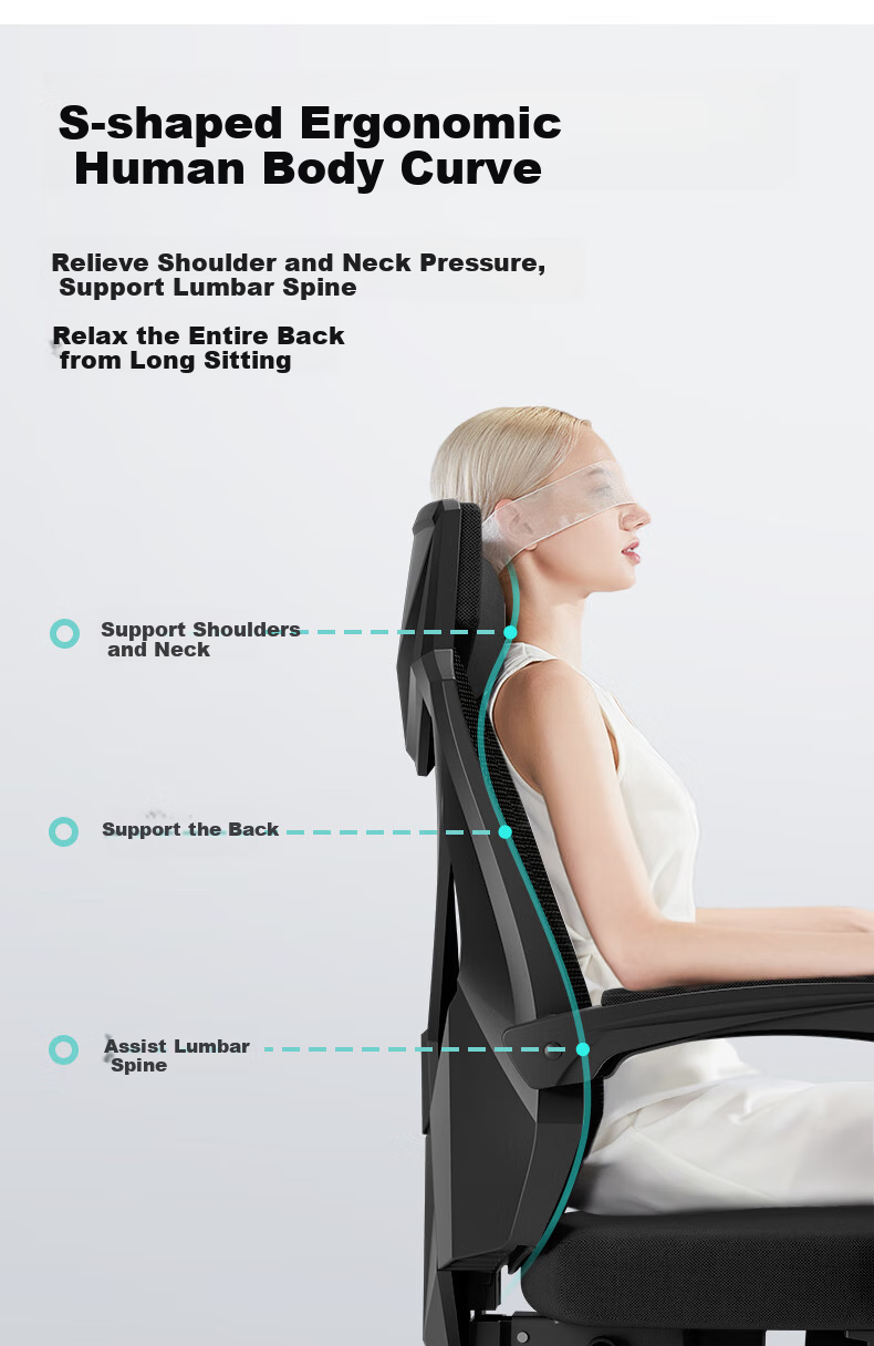 Hbada P4 Pro Ergonomic Office Chair, Reclining Nap Chair, Glossy Black (With Footrest And Reclining Function) 9