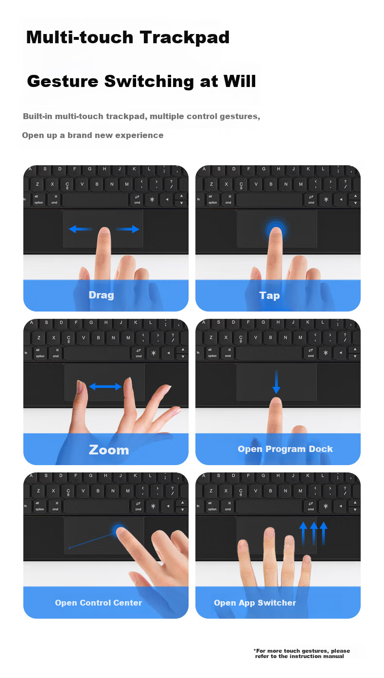 COOLSTART Compatible with IPad Air 8/7/6/5/4&Pro 2018 Model [MFi Certified | Direct Connection to Official Website] Magic Keyboard Dual-Sided Clip for 10.9/11 Inch, Black 8