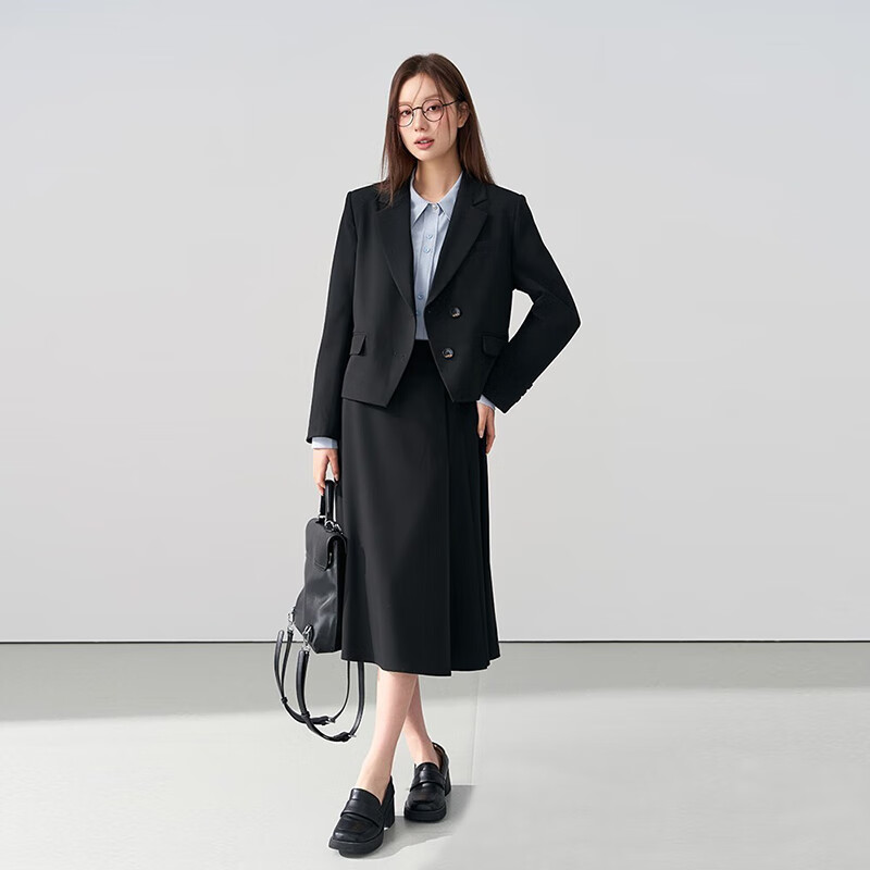 Bodexiaojie Women's Professional Interview Suit Jacket, Office Wear, Lightweight Work Attire for Petite Figures, Suit Set, Beige, XL