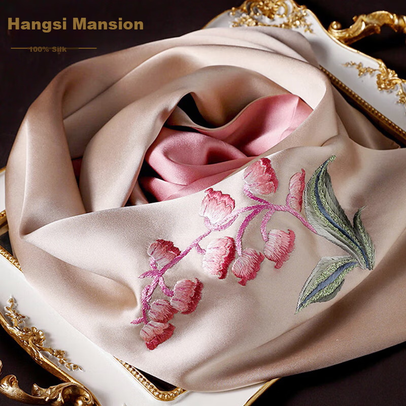 Hangsifu Silk Scarf, Mulberry Silk Shawl, Autumn And Winter Neck Protection Wrap, Birthday Gift for Wife, Mother, And Wome