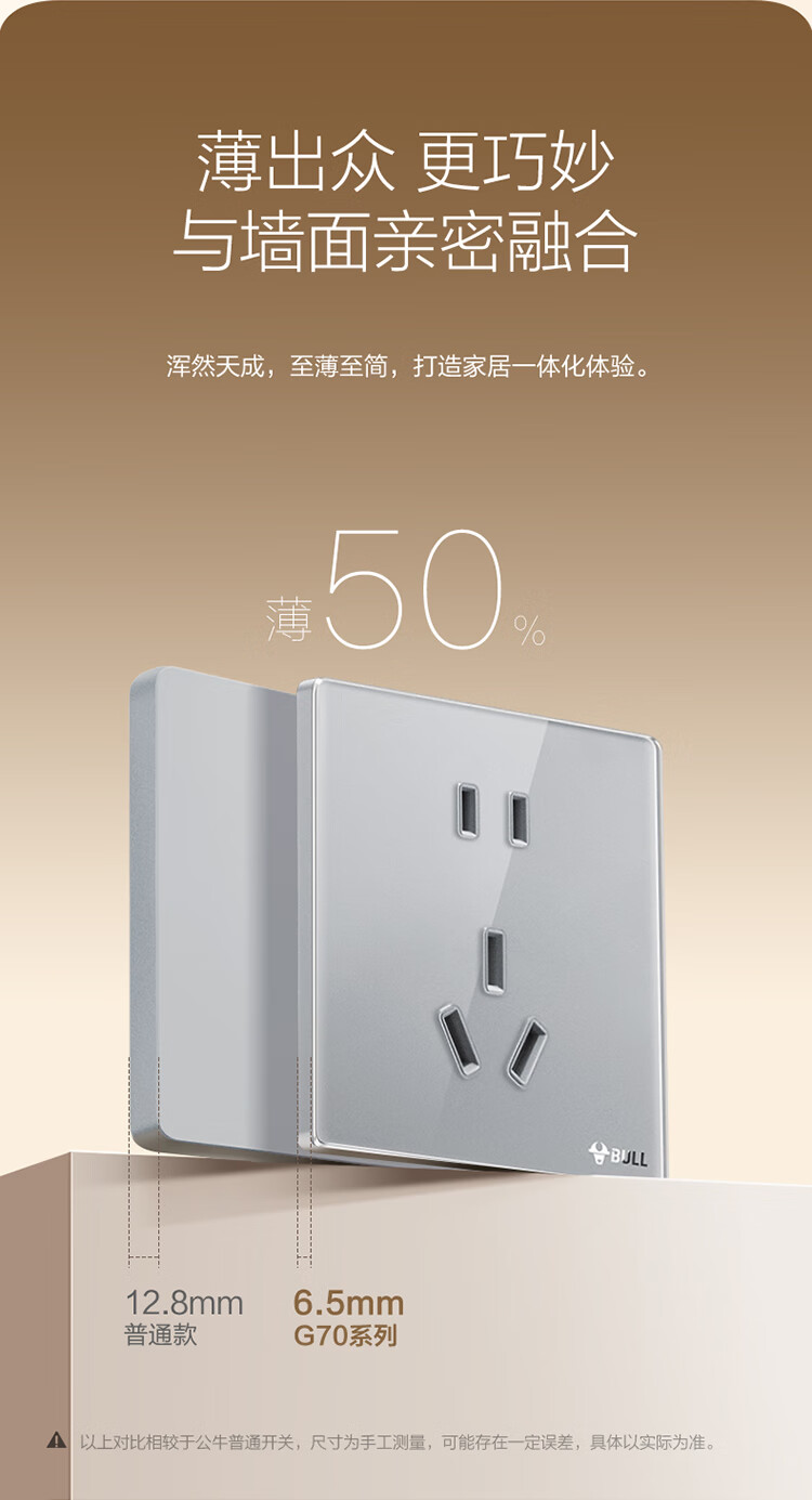 BULL Vintage Switch Socket Acrylic Ultra-thin Panel 118 Type Nine-hole Fifteen-hole Socket G70Z356 Moon Shadow Gray 5