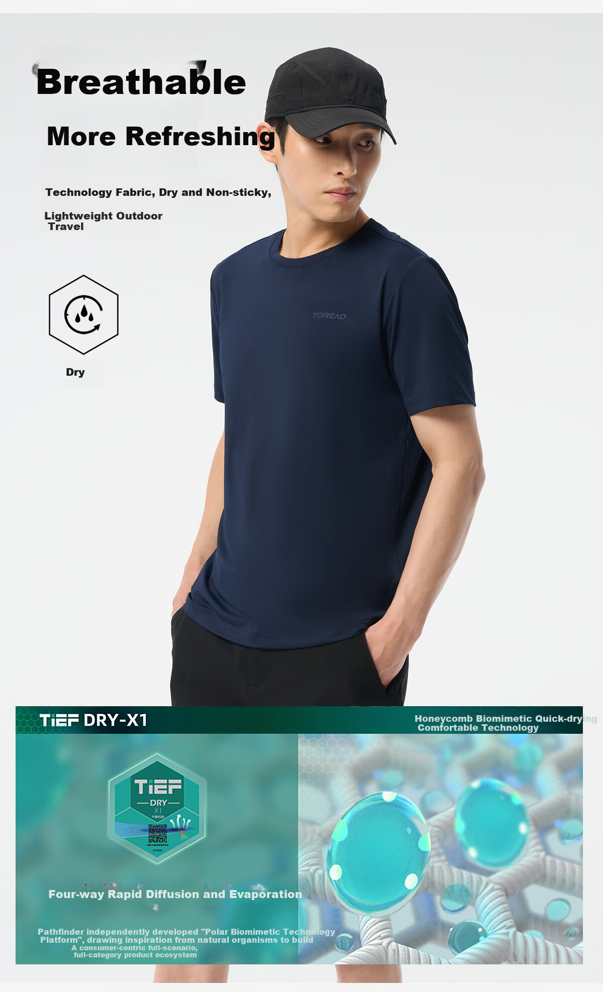 TOREAD Quick-Dry Men's T-Shirt Spring Summer Outdoor Functional Sweat-Wicking Breathable Short Sleeve Top TAJJCN81829 1