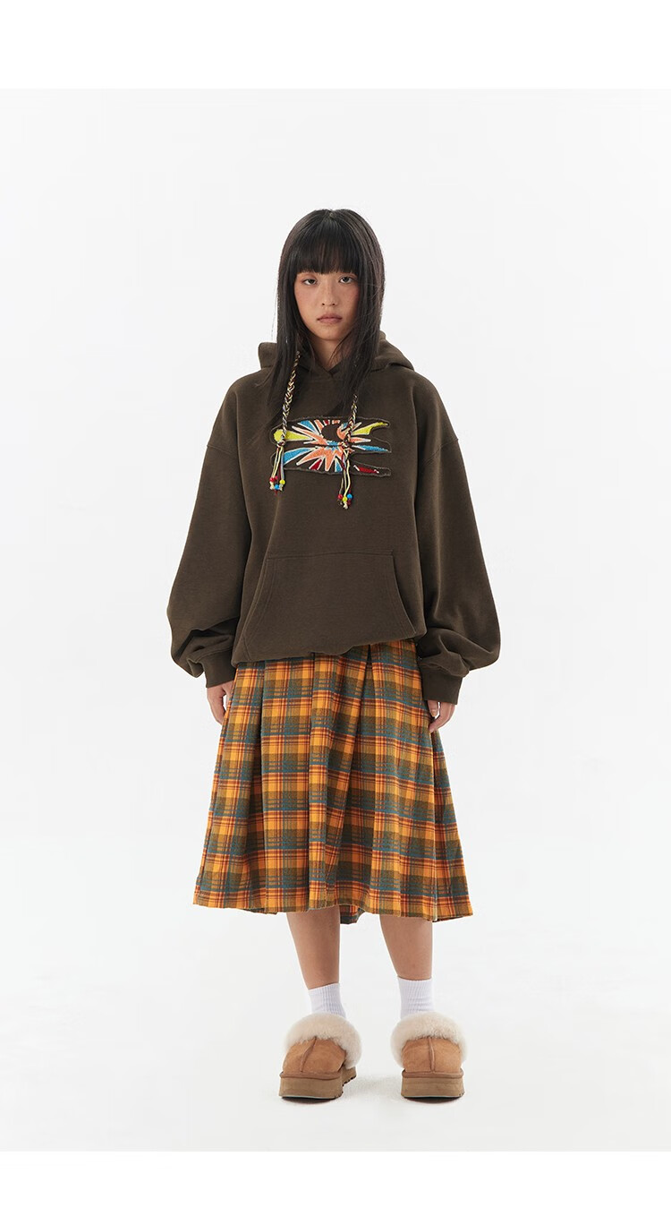 Crying Center Firework Embroidered Sweatshirt Brown S 11