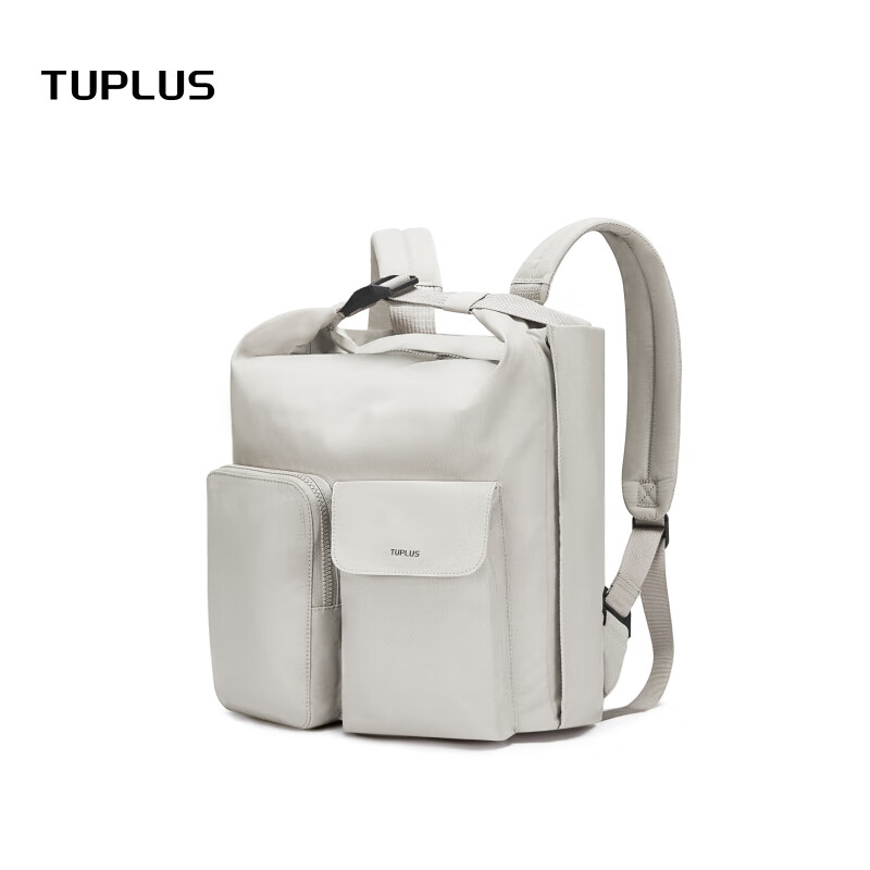 Tujia TUPLUS Comfortable Backpack, Large Capacity Travel Bag, Multifunctional Laptop Bag, Stylish Commuter Backpack, Misty White