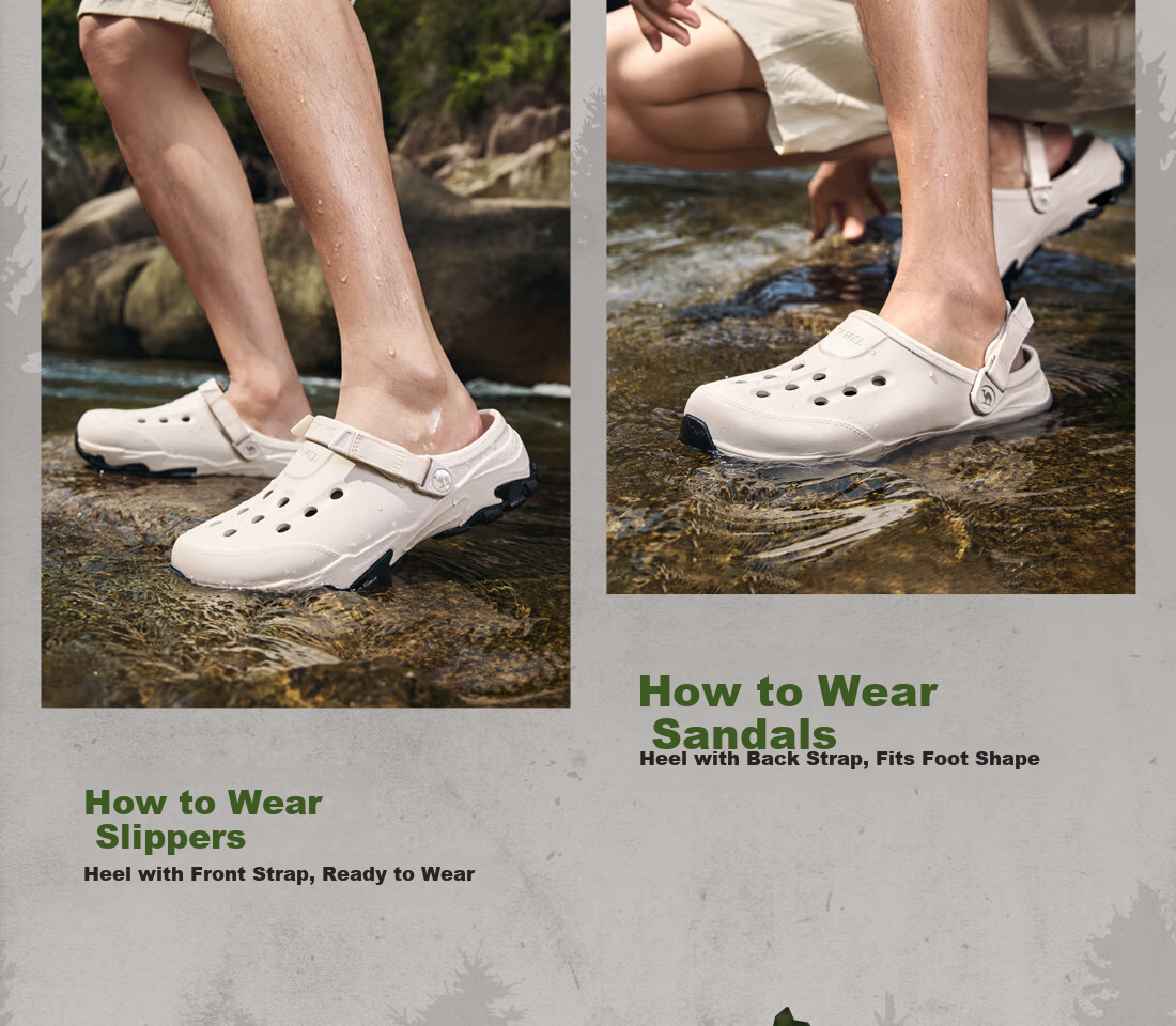 CAMEL Soft Cushioning Two-Way Thick-Soled Mountain Outdoor Sandals Breathable Men's Hole Shoes G15M776029 Black 42 15