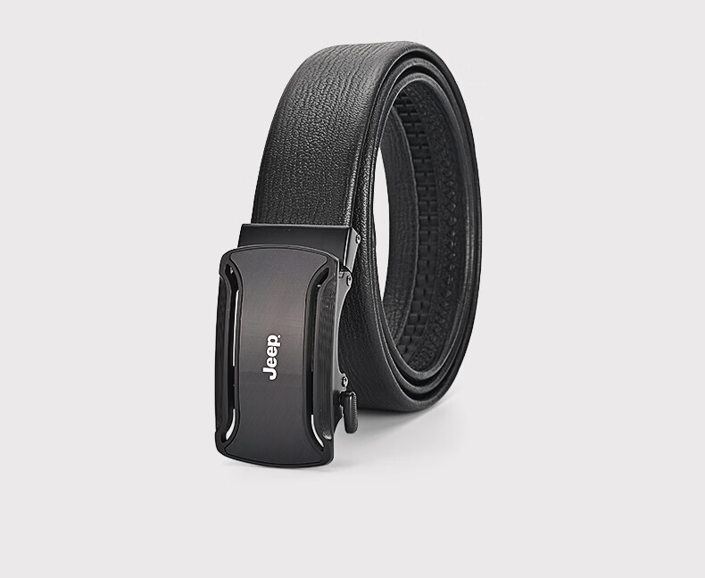 JEEP Men's Automatic Buckle Belt, Top-Grain Leather, Business Trouser Belt with Gift Box, Birthday Present 4