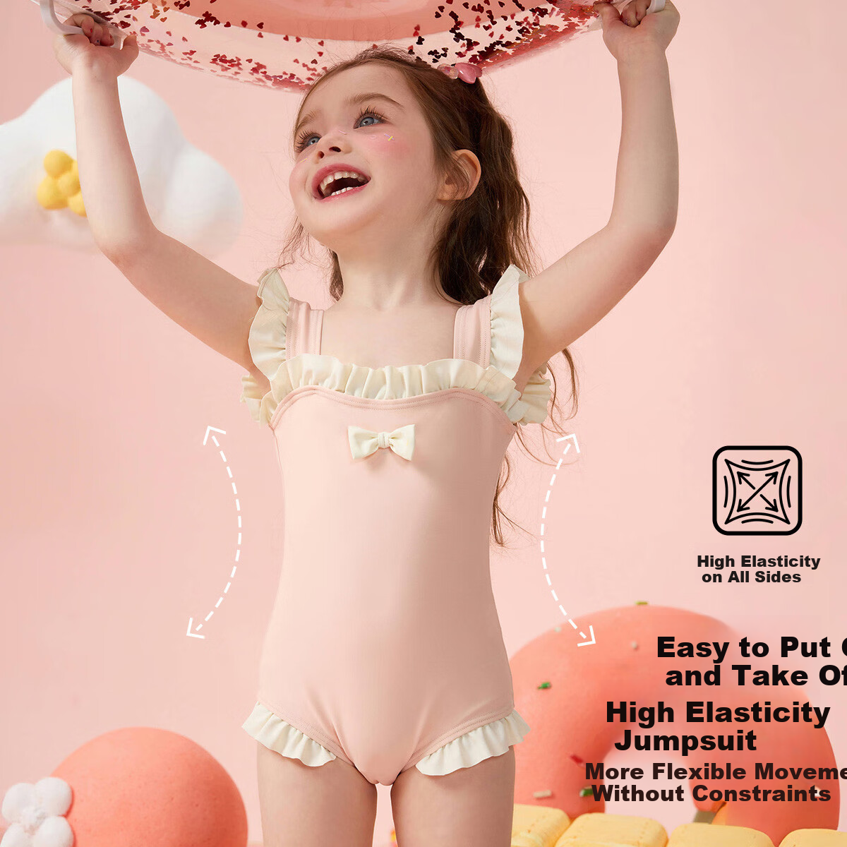 ASK JUNIOR Kids Two-Piece Swimsuit with Swim Cap, Sunscreen and Chlorine Resistant, Summer 2026 Girls' Tankini
