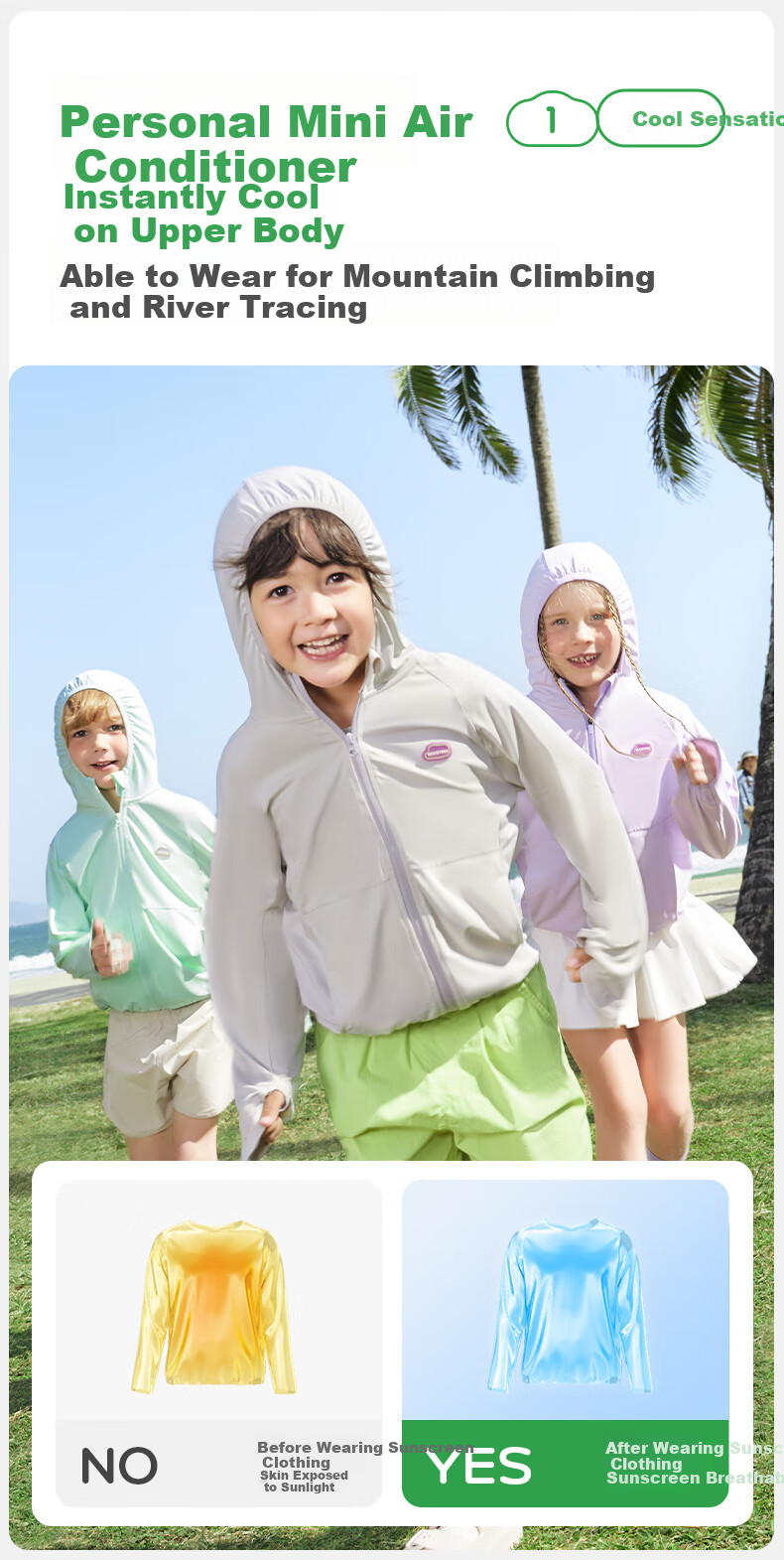Kocotree Children's Sun Protection Clothing, Original Yarn UV-Resistant Ice Silk Cool Breathable Jacket for Boys And Girls Summer, Light Rain Gray 5