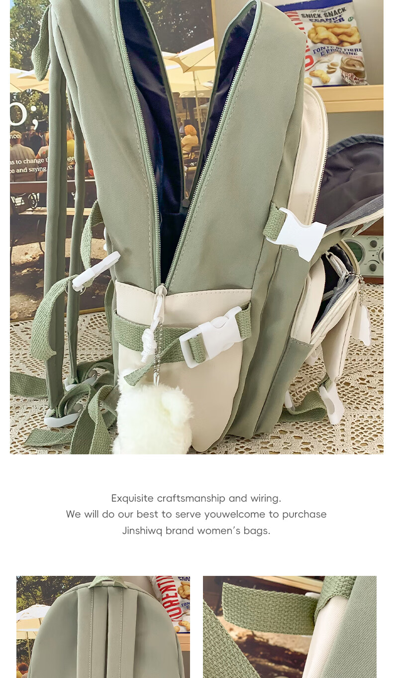JINSHIWQ School Backpack for Girls, Fresh High-Value Large Capacity Two-Piece Set, Suitable for Primary, Middle, and High School Students, New Style Shoulder Bag 10