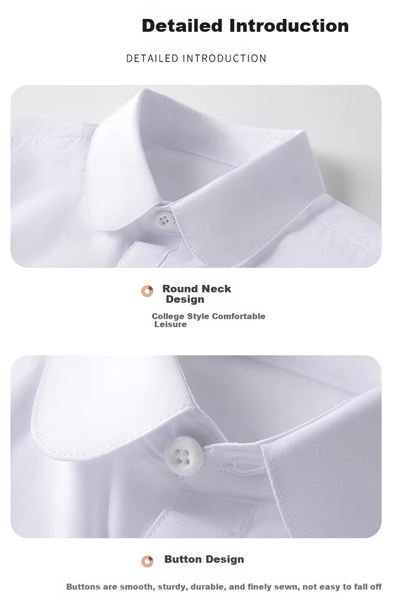 Luomeng Children's Short-Sleeve White Shirt, Girls' School Uniform, Spring And Summer Blouse for Older Children, Performance Student Class Uniform, White, Size 150 10