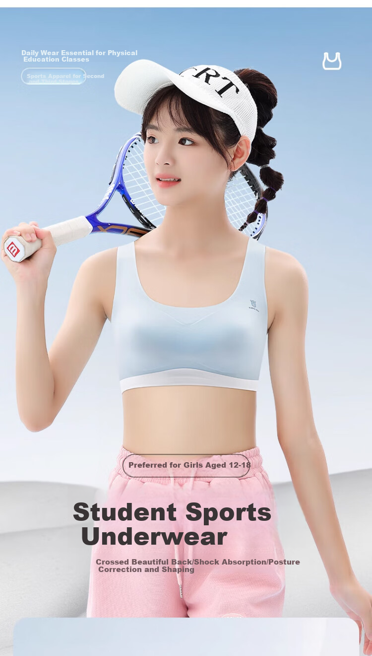 GUJIN 2-Pack Girls' Sports Bras Shockproof Underwear for Teenagers 15 Years Old Middle and High School Vest 2XL 1