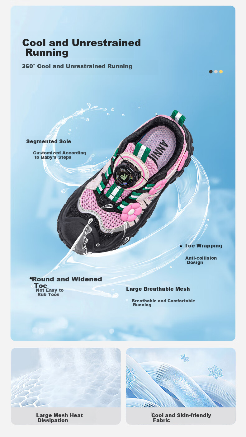 ANNIL Children's Sports Shoes, New Girls' Style 2026, Breathable Kids' Mesh Shoes, Non-Slip Footwear for Girls, 5316 2