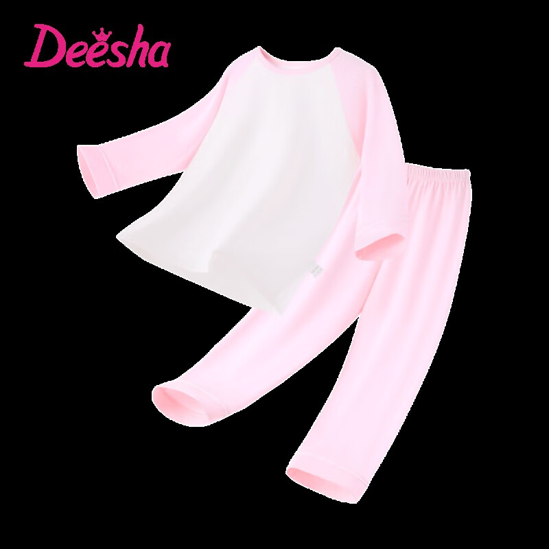 DEESHA [95% Cloud Cotton] Children's Pajamas Girls Spring And Summer Long-Sleeve Home Wear Set Girls Round Neck Air Conditioning Clothes