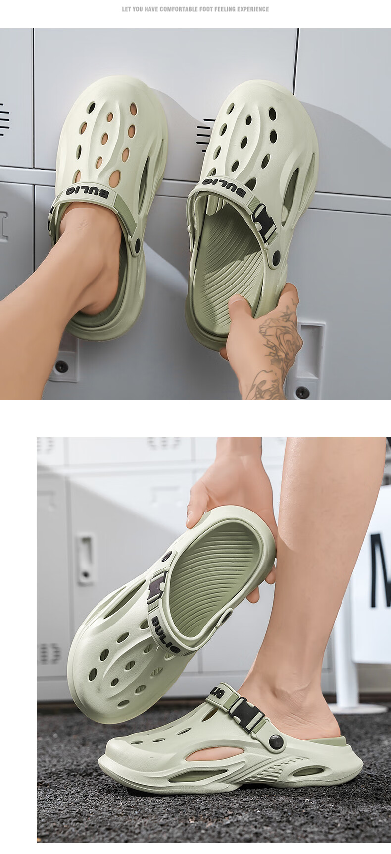 CARTELO Men's Perforated Sandals, Summer Outdoor Casual Slippers, Beach Shoes for Men, 1601 Green, Size 44-45 9