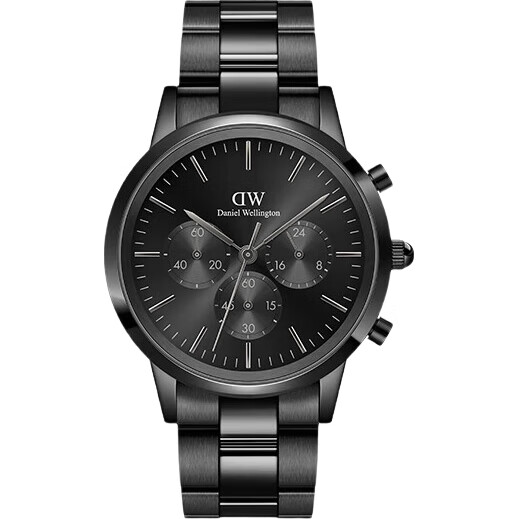 Мужские часы Daniel Wellington DW642, кварцевые, хронограф, стальные, черные