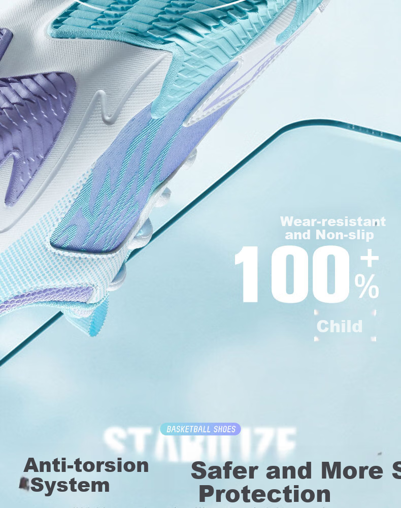 361° Hanjiang | Children's Basketball Shoes, Summer Practical Training, Youth Hard Court Wear-Resistant Basketball Shoes, Blue, Size 41 5