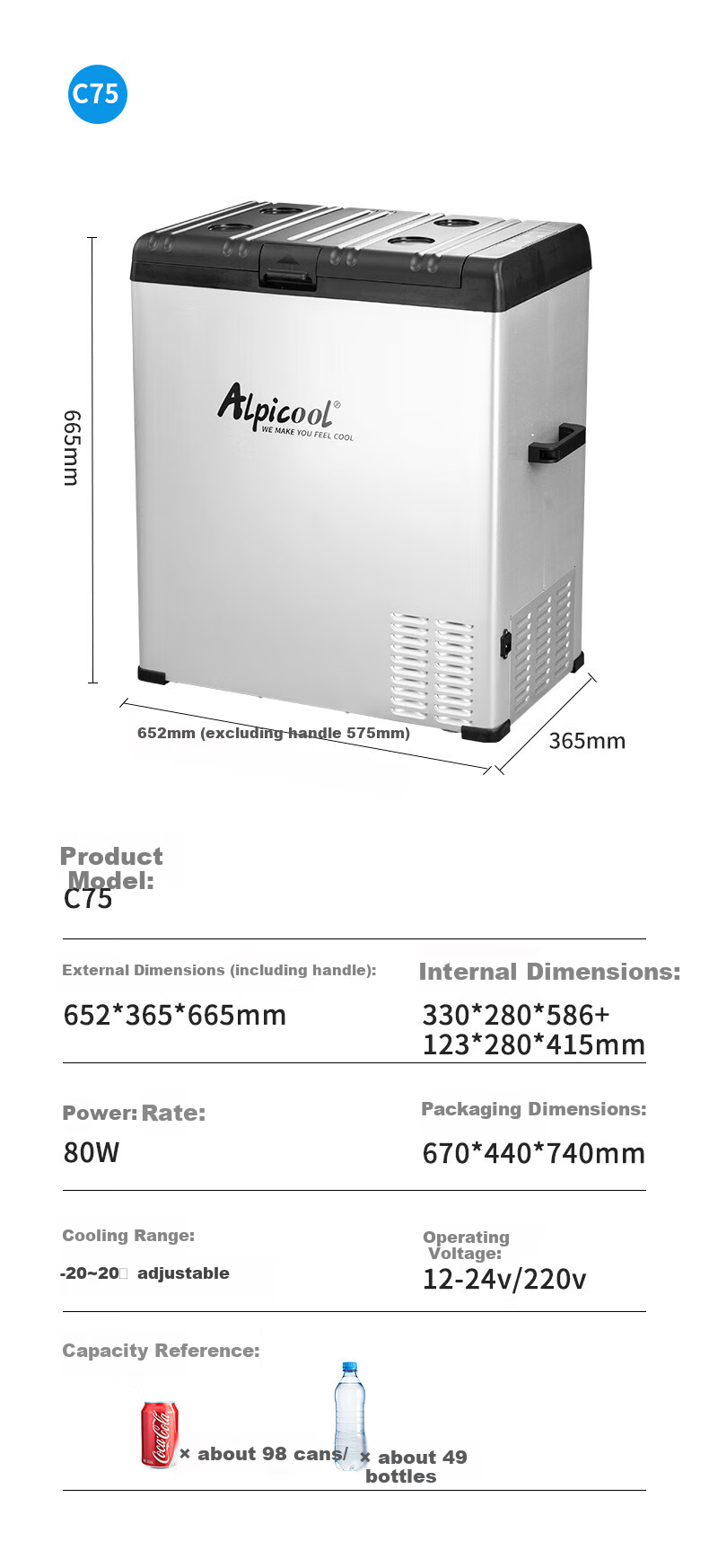 Alpicool Car Refrigerator C40, Dual-Use for Car And Home, Compressor-Freezing And Refrigeration, Mini Quick-Freeze Fridge for Dormitory And Office 15