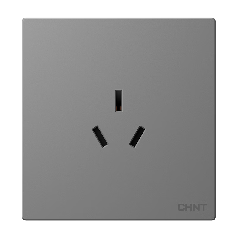 CHNT Switch Socket No-Paint Cream Style Large Panel Concealed Socket Faceplate X1M Three-Hole 16A Socket Phantom Silver Gray