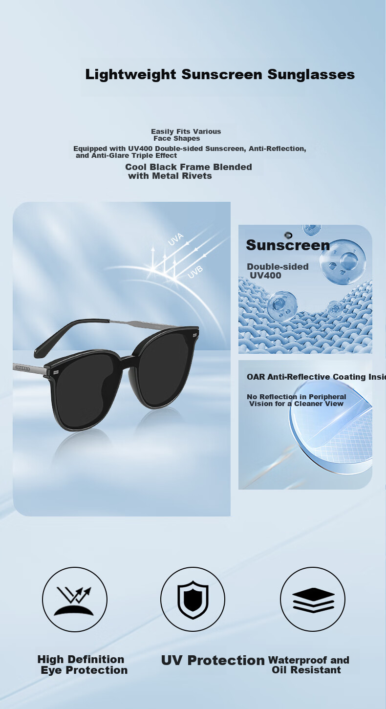 Jiaboli Women's Sunglasses, 2026 New Style, UV Protection, High-Definition, Nylon Frame, Elegant Look, Face-Slimming Effect, for Outdoor Travel 2