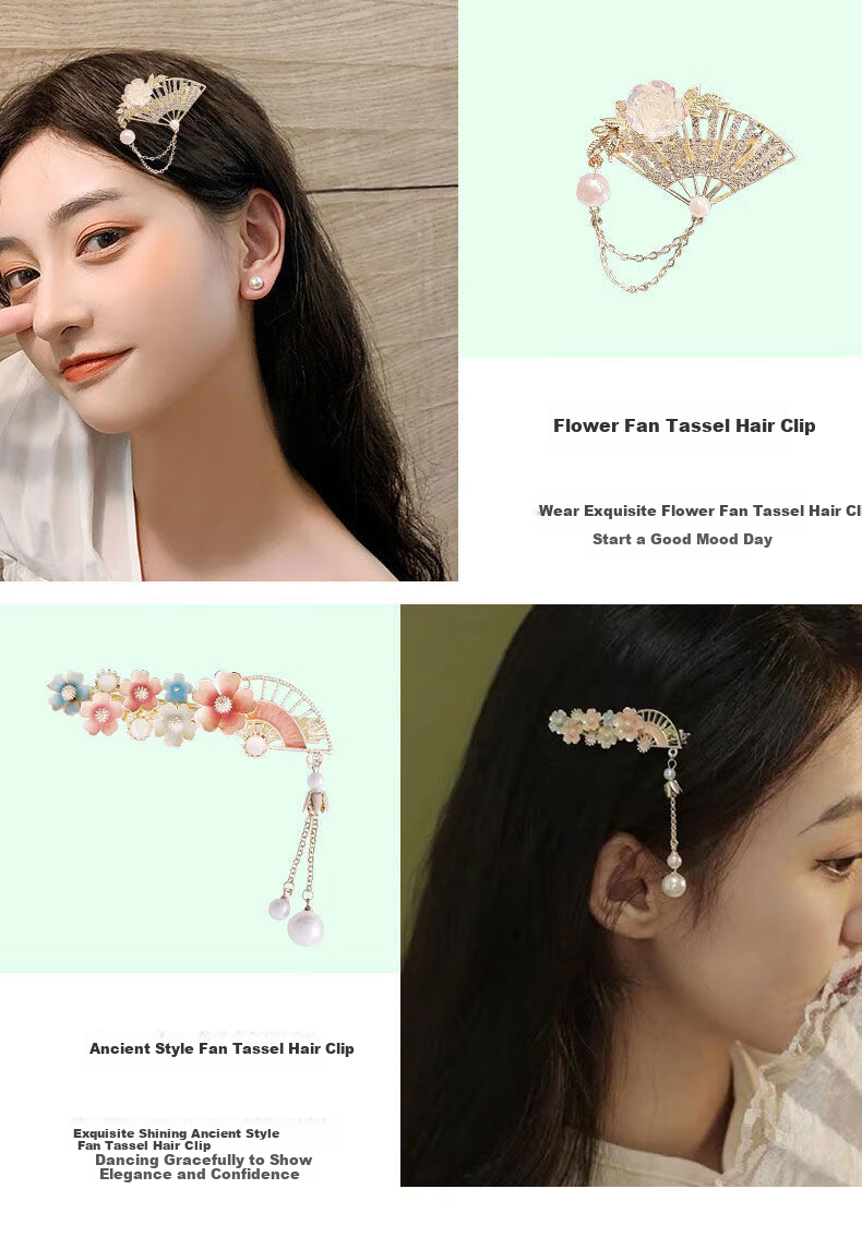 Gunai Vintage-Style Hair Clip, Women's Bangs Tassel Side Clip, Barrette Hair Accessory, Birthday Gift for Girlfriend 4